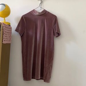 Madewell dusty rose velour mock neck shift dress